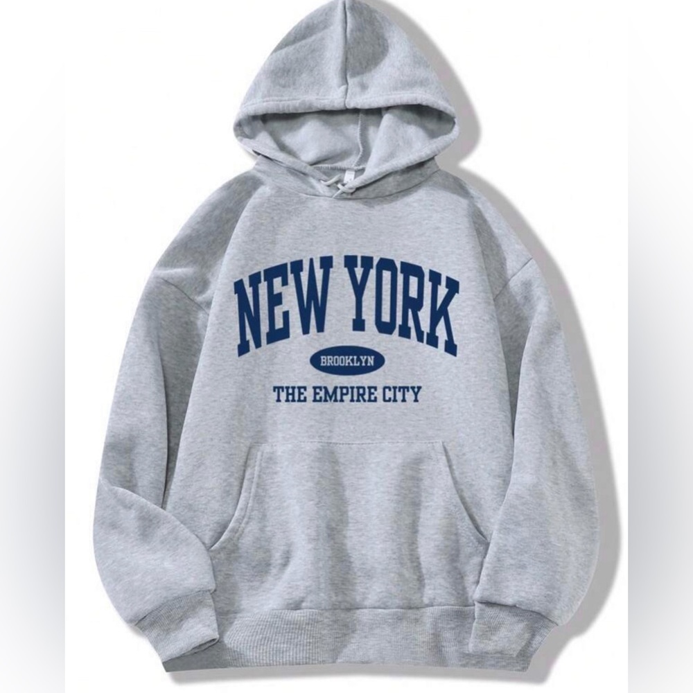 New York Hoodie Size Xl Women Gray New Crewneck Sweatshirt